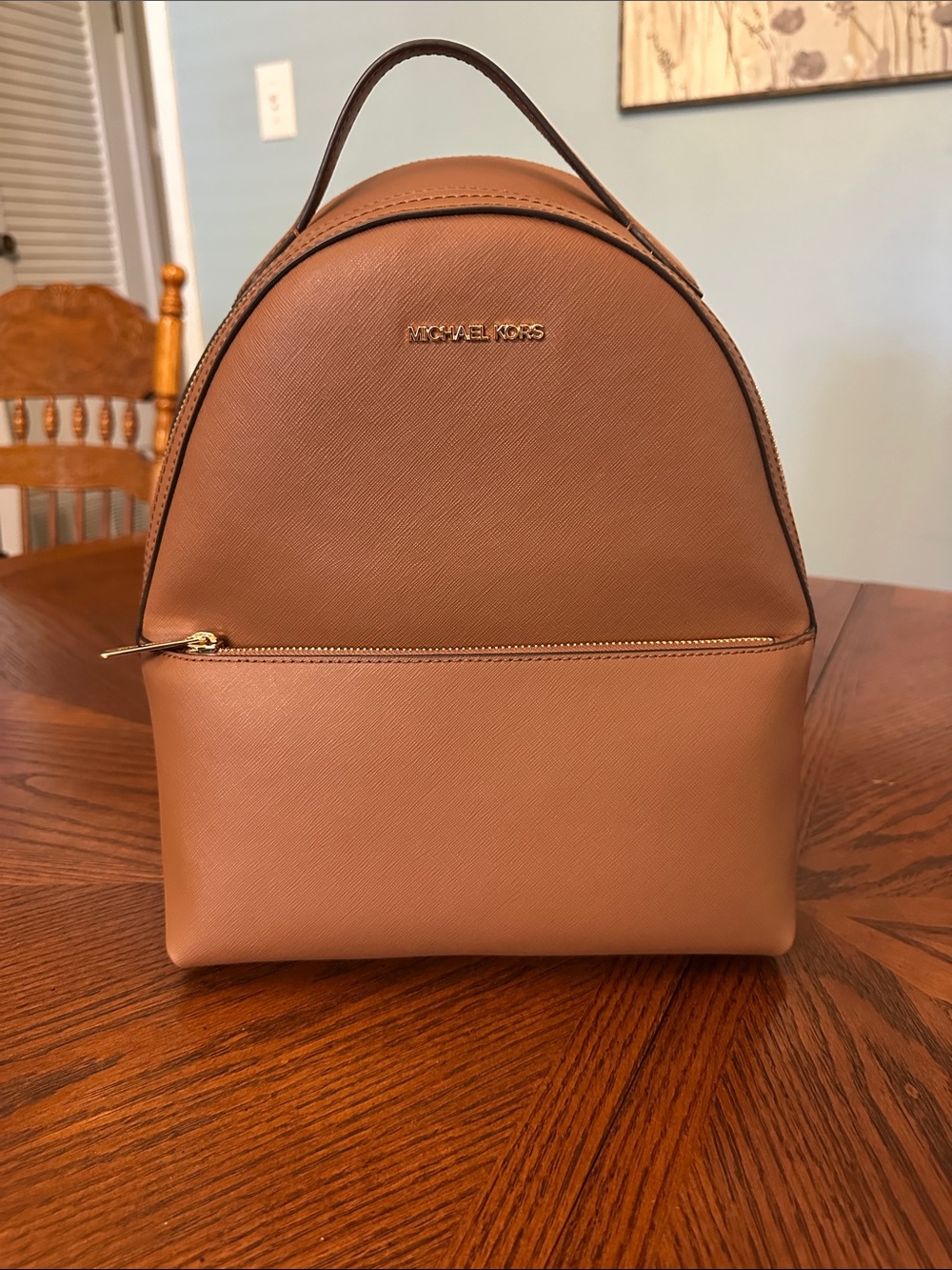 Michael Kors Brown/Tan Saffiano Leather Mini Backpack